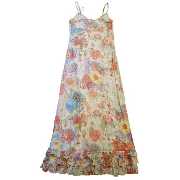 Anthropologie Deletta Dress Women's 2 Multicolor Floral Bird of Paradise Maxi - Picture 3 of 7